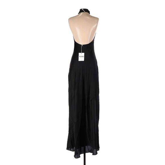 Show Me Your Mumu Jasmine Halter Maxi Dress Black Luxe Satin M NWT - Picture 4 of 10